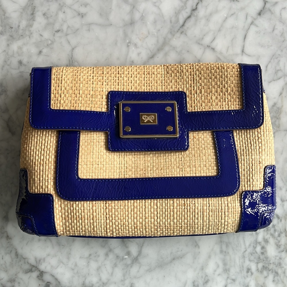 Anya Hindmarch Raffia & Patent Leather Clutch - Picture 2 of 6